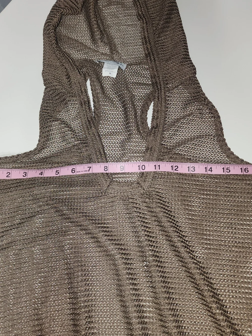 Sleeveless Mesh Brown Knit Hooded Swimwear Cover-up
